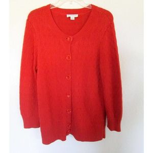 Pendleton Long Button Up Cardigan Sweater LG 100% Cotton Vintage Brick Rust Red